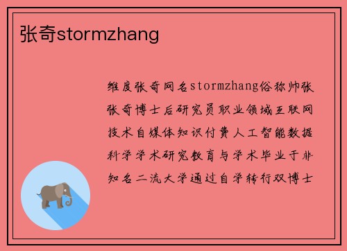张奇stormzhang